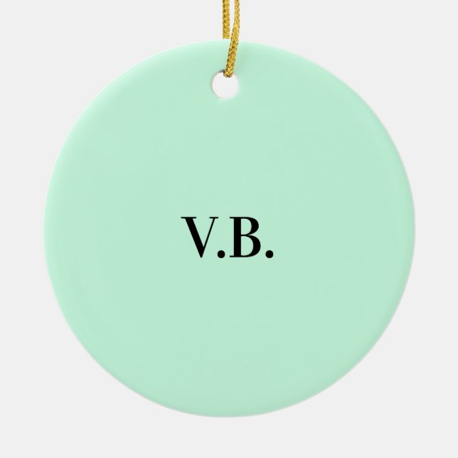Simple solid colour add name text monogram ceramic ornament (Front)