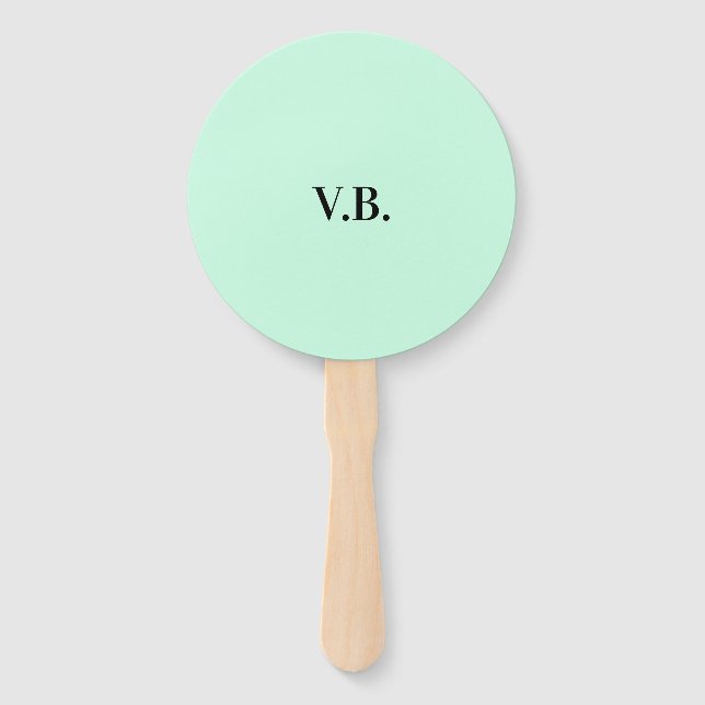 Simple solid colour add name text monogram hand fan (Front)