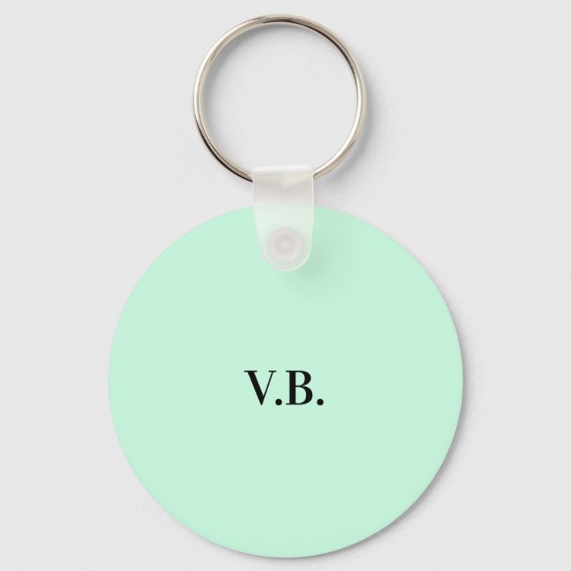 Simple solid colour add name text monogram  keychain (Front)