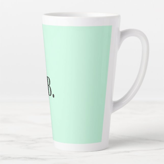 Simple solid colour add name text monogram  latte mug (Right)