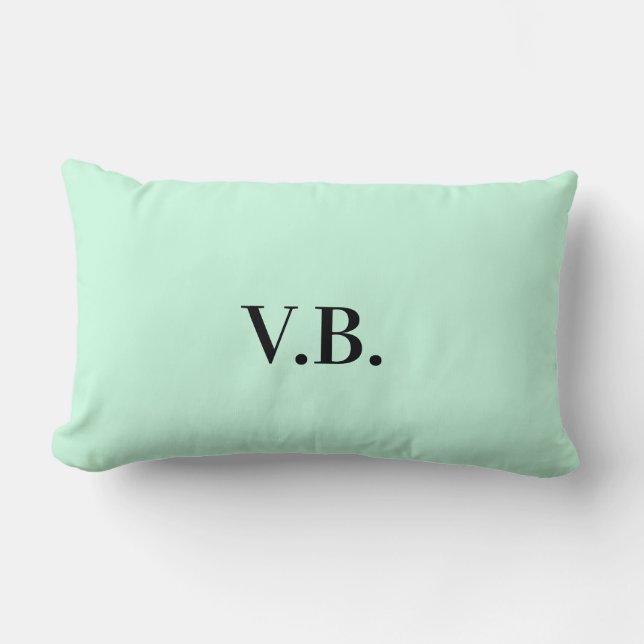 Simple solid colour add name text monogram  lumbar pillow (Front)