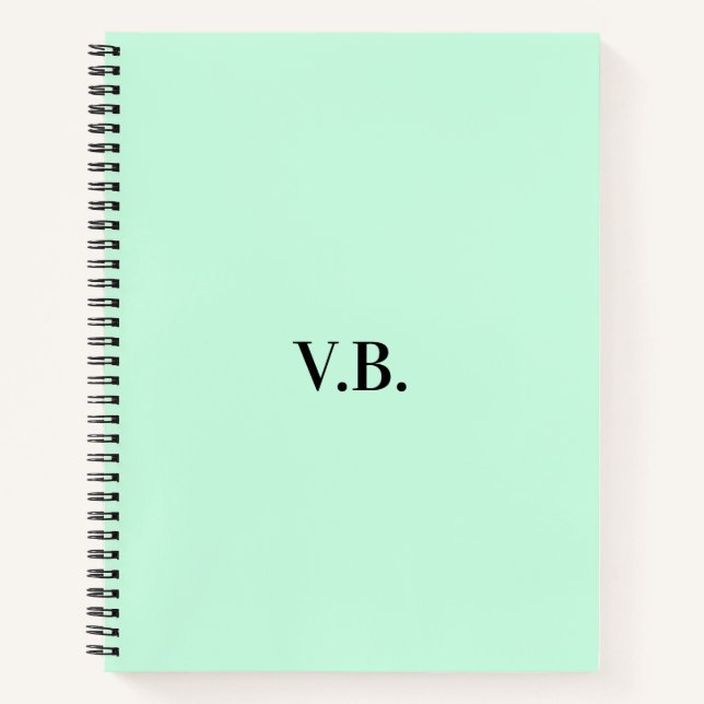 Simple solid colour add name text monogram  notebook (Front)