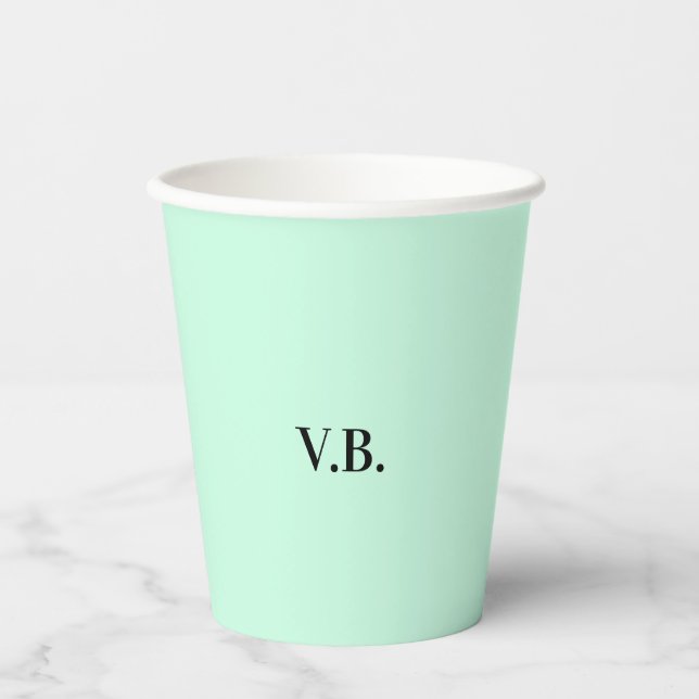 Simple solid colour add name text monogram paper cups (Front)