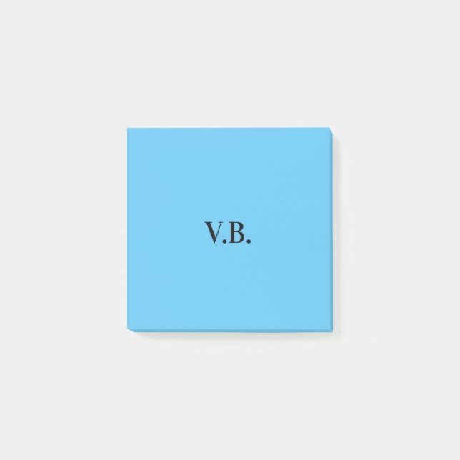 Simple solid colour add name text monogram  post-it notes (Front)