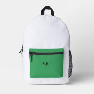 Simple solid colour add name text monogram printed backpack