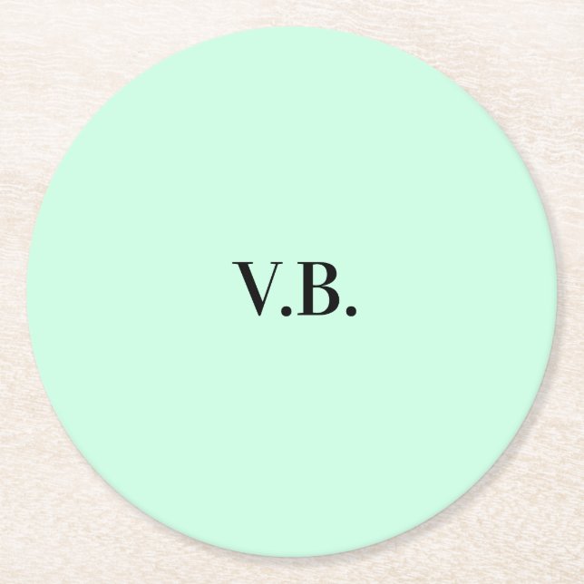 Simple solid colour add name text monogram  round paper coaster (Front)