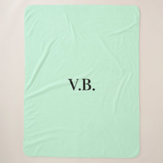 Simple solid colour add name text monogram sherpa blanket