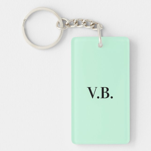 Simple solid colour add name text monogram  t keychain (Front)