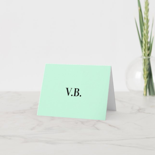 Simple solid colour add name text monogram  thank you card (Front)