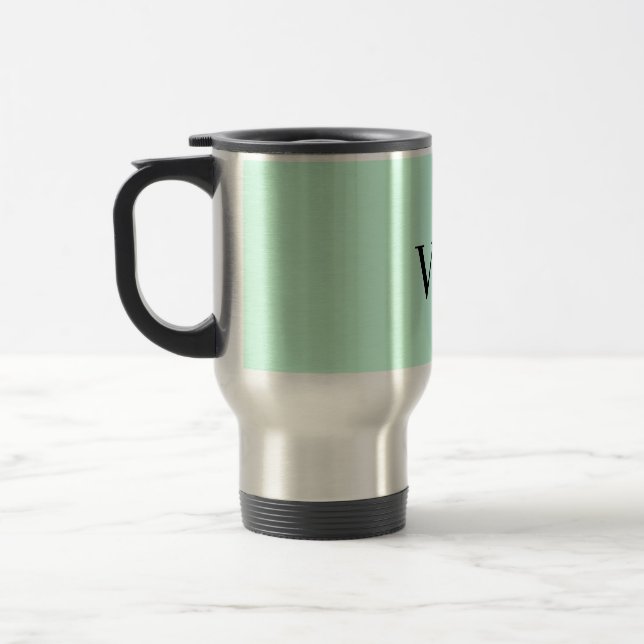 Simple solid colour add name text monogram travel mug (Left)