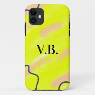 Simple solid colour add name text monogram yellow iPhone 11 case