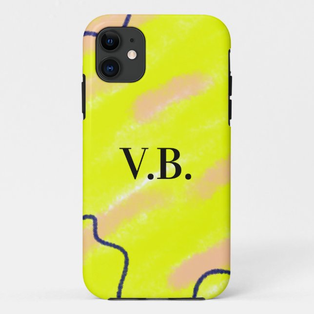 Simple solid colour add name text monogram yellow Case-Mate iPhone case (Back)