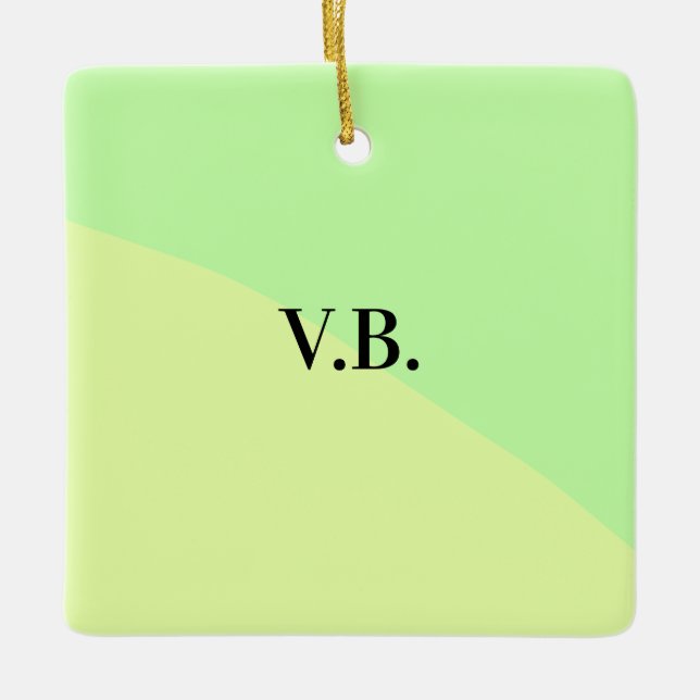 Simple solid colour add name text monogram yellow  ceramic ornament (Front)