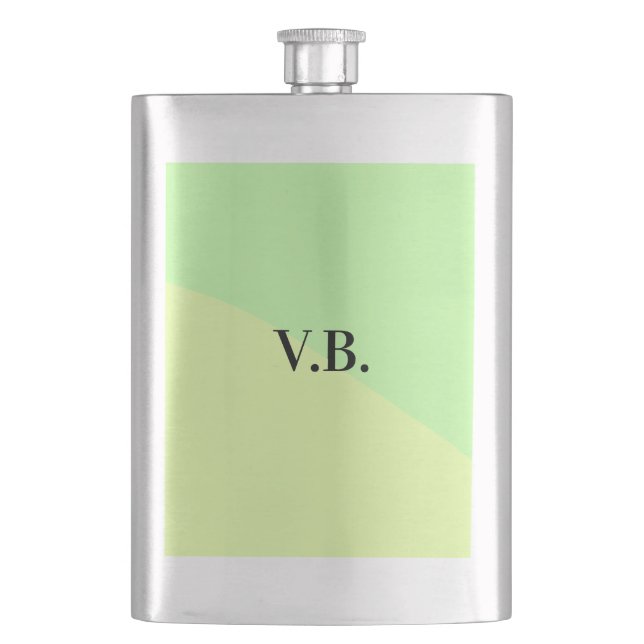 Simple solid colour add name text monogram yellow  hip flask (Front)