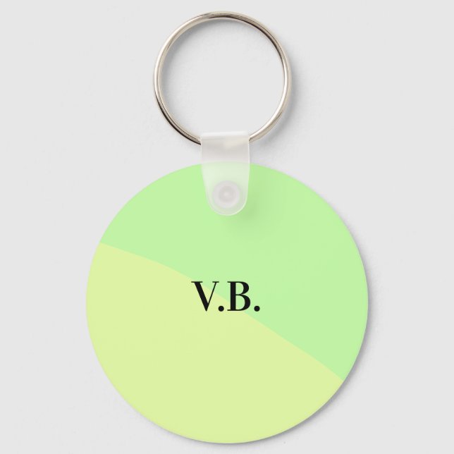Simple solid colour add name text monogram yellow  keychain (Front)