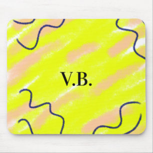 Simple solid colour add name text monogram yellow mouse pad