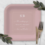 Simple Solid Colour Dusty Mauve Wedding Monogram Paper Plate<br><div class="desc">Simple Solid Colour Dusty Mauve Wedding Monogram Reception Personalized Paper plates. This modern wedding or any event Paper plate design is simple and minimal with a plain solid background colour and trendy signature calligraphy script fonts. Shown in the new Wedding Colour Palette. Also features a simple monogram on the top....</div>