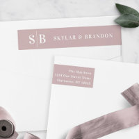 Simple Solid Colour Dusty Mauve Wedding Monogramme