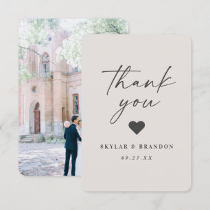 Simple Solid Colour Gardenia Off-White Wedding Thank You Card