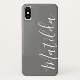Simple Solid colour Grey Plain Personalised Name Case-Mate iPhone Case