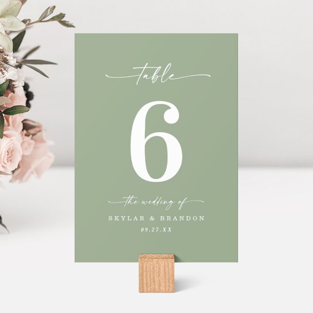 Simple Solid Colour Light Leaf Green Wedding Table Number (Creator Uploaded)