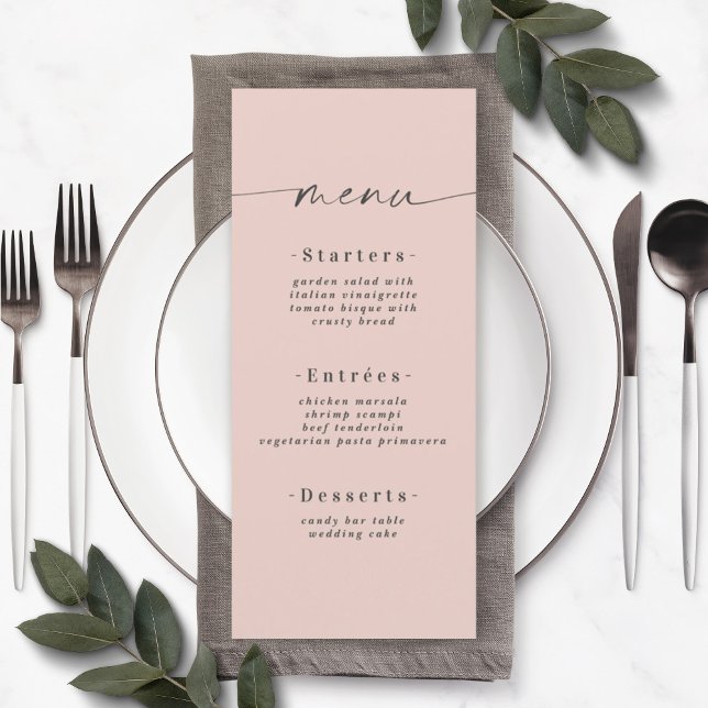Simple Solid Colour Light Pastel Pink Wedding Menu (Creator Uploaded)