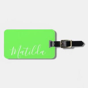 Simple Solid colour Neon Personalised Name Luggage Tag