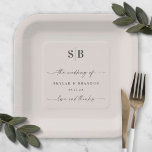 Simple Solid Colour Off-White Ecru Wedding Monogra Paper Plate<br><div class="desc">Simple Solid Colour Off-White Ecru Wedding Monogram Reception Personalized Paper plates. This modern wedding or any event Paper plate design is simple and minimal with a plain solid background colour and trendy signature calligraphy script fonts. Shown in the new Wedding Colour Palette. Also features a simple monogram on the top....</div>