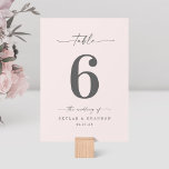 Simple Solid Colour Pale Powder Pink Wedding Table Number<br><div class="desc">Simple Solid Colour Pale Powder Pink Wedding Wedding Reception Dinner Table Numbers. This modern chic Table Card is simple classic and elegant with a plain solid background colour and a pretty signature script calligraphy font with tails. Shown in the new Colorway. Available in several colour options, or feel free to...</div>