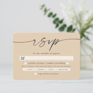 Simple Solid Colour Pale Yellow Wedding Meal Choic RSVP Card