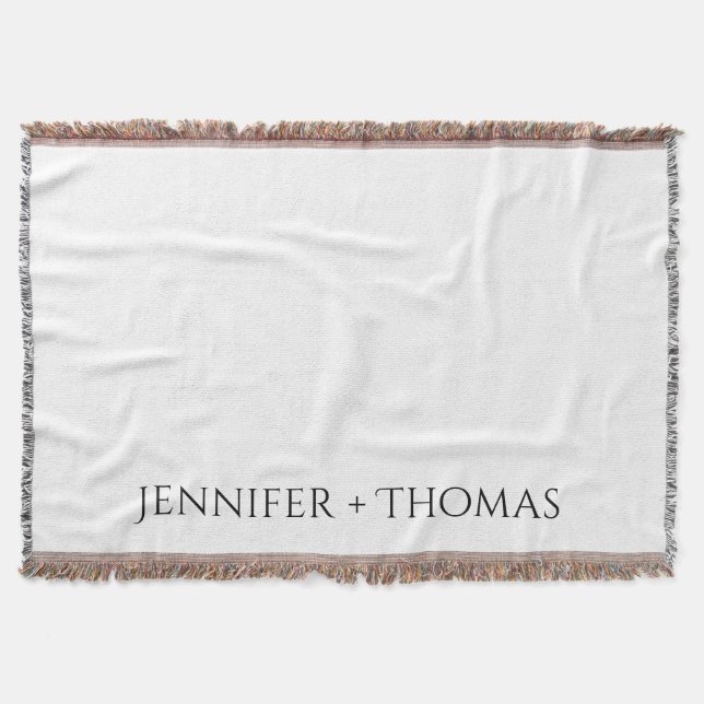Simple Solid Colour Personalized Name Throw Pillow Blanket (Front)