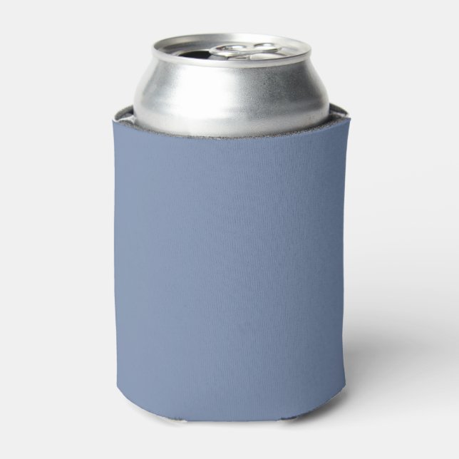Simple solid colour plain slate blue can cooler (Can Front)