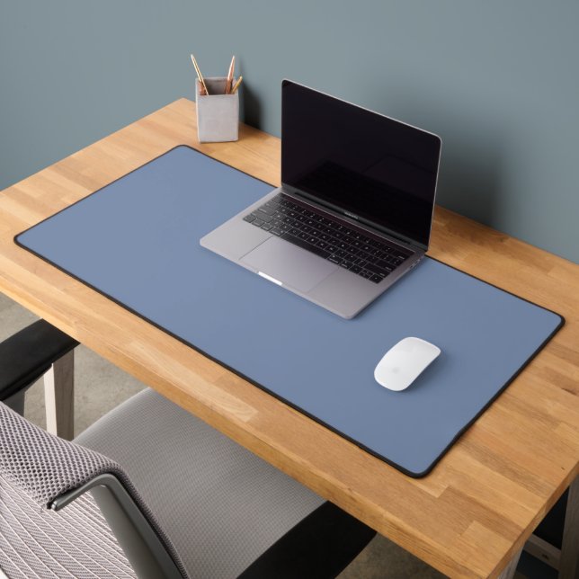 Simple solid colour plain slate blue desk mat (Office 2)