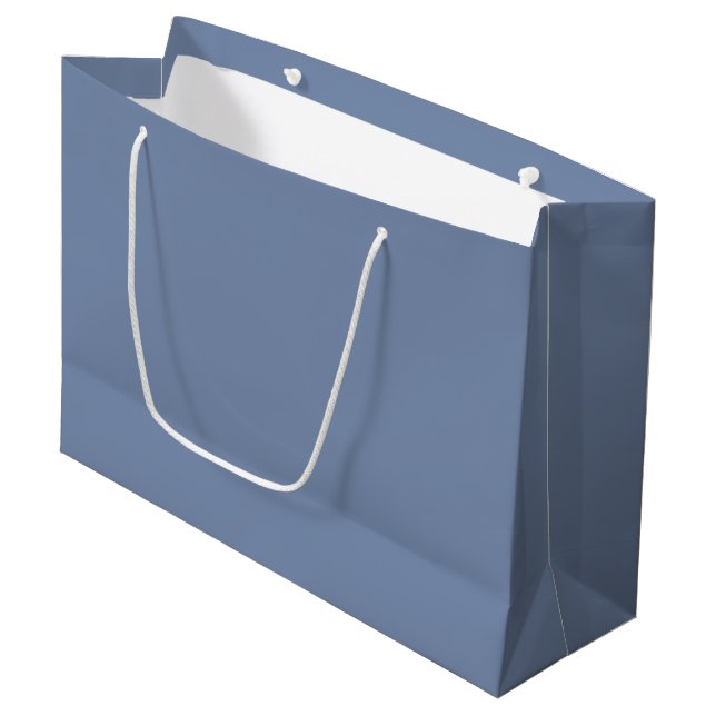 Simple solid colour plain slate blue large gift bag (Front Angled)
