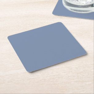 Simple solid colour plain slate blue square paper coaster