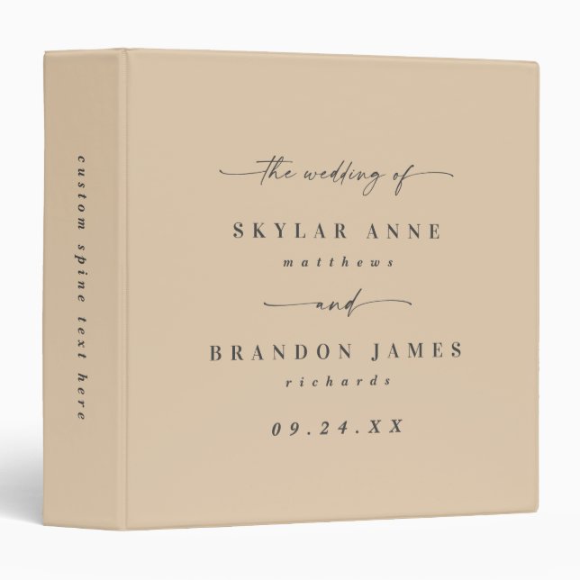 Simple Solid Colour Yellow Gold Wedding Photo Albu Binder (Front/Spine)