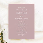 Simple Solid Dusty Mauve Wedding Ceremony Program<br><div class="desc">Simple Solid Dusty Mauve Wedding Ceremony Program. This modern minimal Order of Services Card is simple classic and elegant with a plain solid background colour and a pretty signature script calligraphy font with tails. Shown in the new Colorway. Available in several colour options, or feel free to edit the colours...</div>