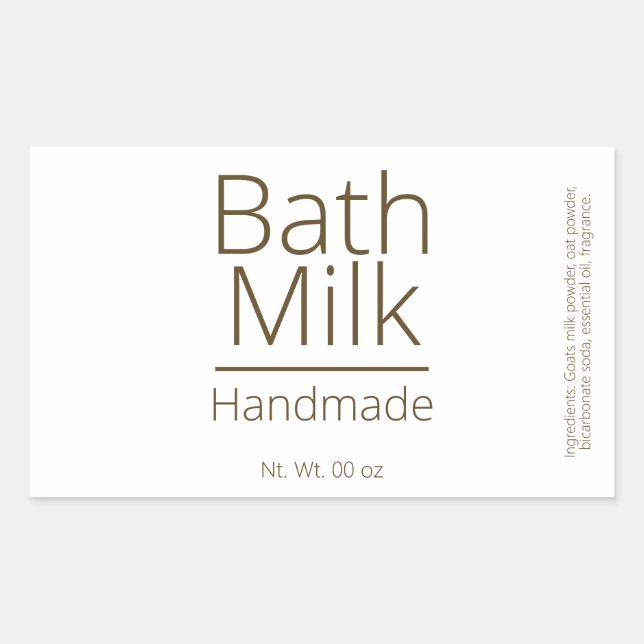 Simple Sophisticated Bath Milk Business Hobby Sticker (Front)