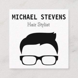 Simple & Sophisticated Mens Hair Stylist Square Business Card