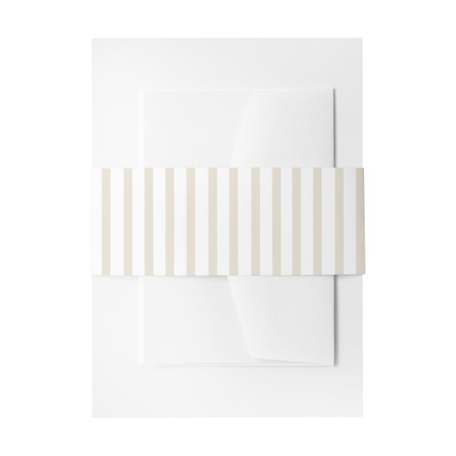 Simple Sophisticated Modern Tan and White Stripe  Invitation Belly Band (Front Example)
