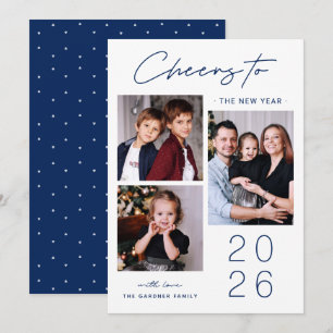 Simple Sophistication: 3 Photo New Year 2025 Holiday Card