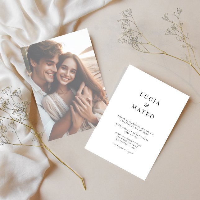Simple Spanish Wedding Faded Photo Invitation (Creator Uploaded)