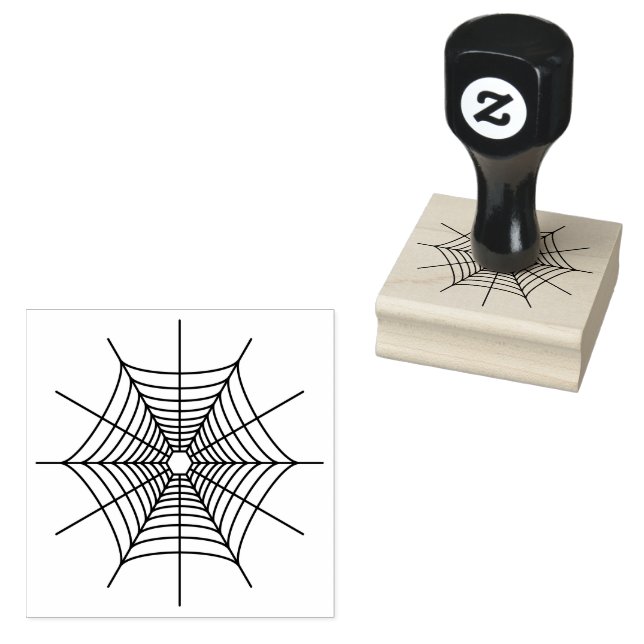 Simple Spiderweb Line Art Silhouette Shape Rubber Stamp (Stamped)