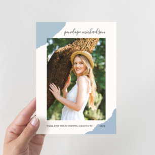 Simple Splashes Blue Photo Graduation Party Invitation