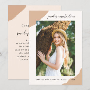 Simple Splashes Neutral Photo Graduation Party Invitation