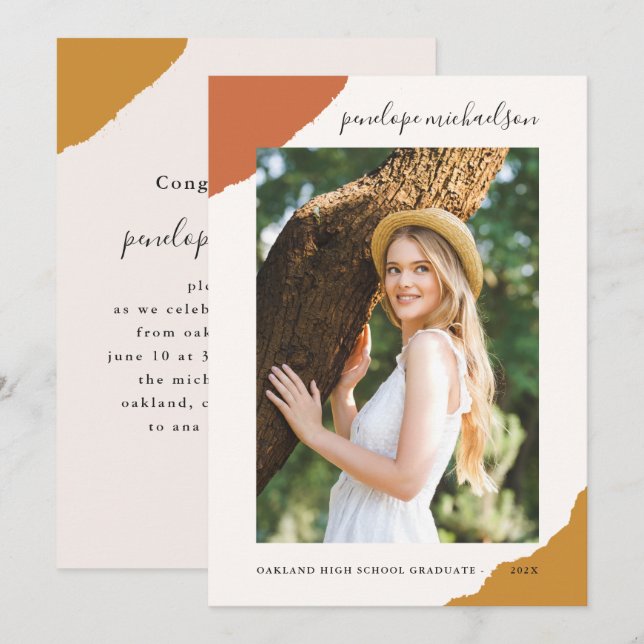 Simple Splashes Spice Photo Graduation Party Invitation (Front/Back)