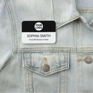 Simple Split Colour Custom Black and White Name Tag
