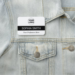 Simple Split Colour Personalized White and Black Name Tag