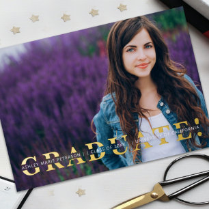 Simple Split Gold Script Photo Graduation Foil I