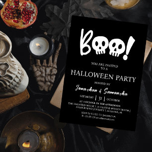 Simple Spooky Boo Skull Halloween Party Invitation